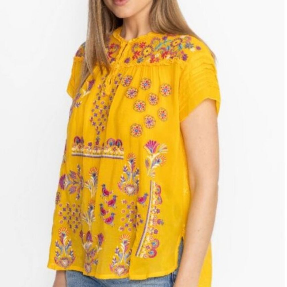 NWT Johnny Was JWLA Biya 3J Workshop Lafaret Embroidered Monserrat Top Blouse M - Picture 2 of 6